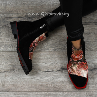 ДАМСКИ БОТИ - 1711-211203301 BLACK-REDSNAKE