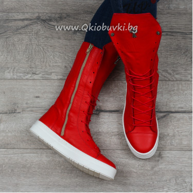 ДАМСКИ КЕЦОВЕ ЕСТЕСТВЕНА КОЖА - 2302-001215512 RED