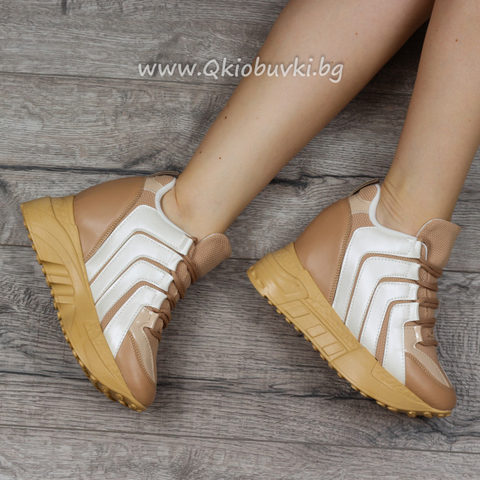 ДАМСКИ КЕЦОВЕ НА ПЛАТФОРМА - 1505-5402213406 BEIGE/WHITE