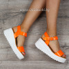 ДАМСКИ САНДАЛИ НА ПЛАТФОРМА - 2404-6032004 ORANGE NEON