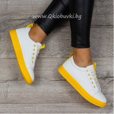 ДАМСКИ КЕЦОВЕ - 1509-01201102 WHITE/YELLOW