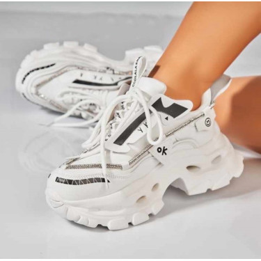 Дамски кецове на платформа-1602-980 White Дамски кецове на платформа-1602-980 White