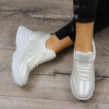 ДАМСКИ КЕЦОВЕ НА ПЛАТФОРМА -2022-01138 White\silver ДАМСКИ КЕЦОВЕ НА ПЛАТФОРМА -2022-01138 White\silver