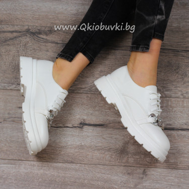 ДАМСКИ ОБУВКИ - 2021-017-7A WHITE PU ДАМСКИ ОБУВКИ - 2021-017-7A WHITE PU