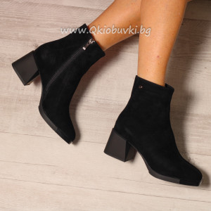 Дамски боти естествена кожа-2710-581 Black