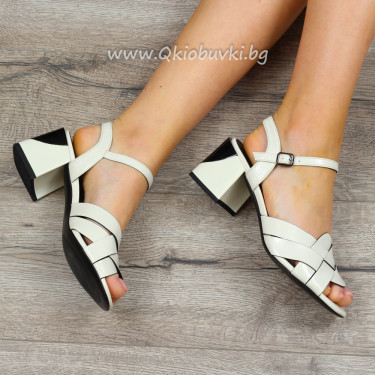 Дамски сандали на ток-0642691012 White/Black Дамски сандали на ток-0642691012 White/Black
