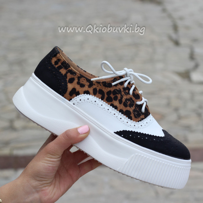 ДАМСКИ ЕЖЕДНЕВНИ ОБУВКИ 1303-G2981924 WHITE-BLACK-LEOPARD