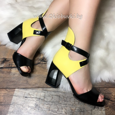 ДАМСКИ САНДАЛИ НА ТОК - 4781936 BLACK/YELLOW