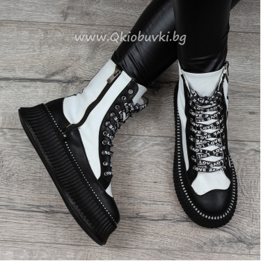 ДАМСКИ БОТИ - 22091901 WHITE/BLACK ДАМСКИ БОТИ - 22091901 WHITE/BLACK