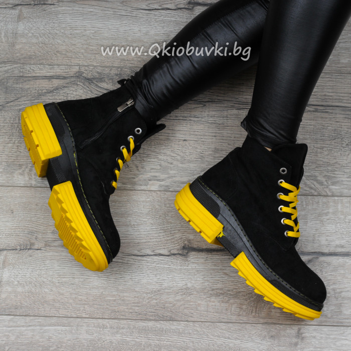 ДАМСКИ БОТИ - 24101903 BLACK/YELLOW