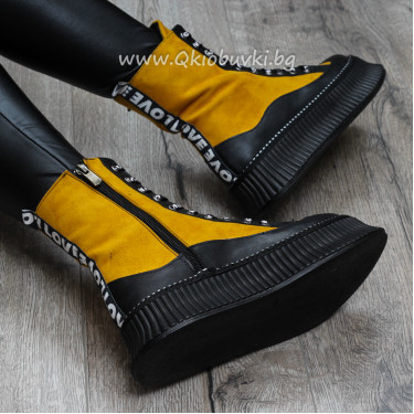 ДАМСКИ БОТИ - 22091901 BLACK/YELLOW
