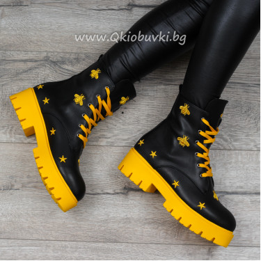 ДАМСКИ БОТИ - 30101903 BLACK/YELLOW/YELLOW-PU