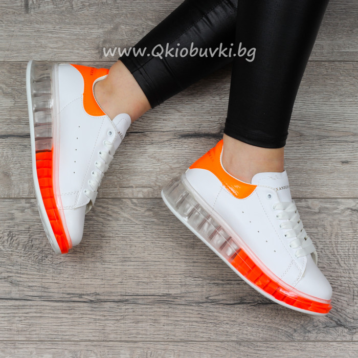 ДАМСКИ КЕЦОВЕ - 06121901 WHITE/ORANGE NEON