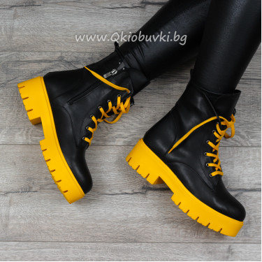 ДАМСКИ БОТИ - 21121901 BLACK/YELLOW