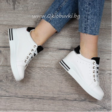 ДАМСКИ КЕЦОВЕ НА ПЛАТФОРМА - 1101-23312002 WHITE/BLACK