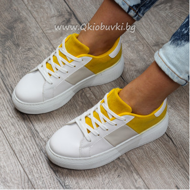 ДАМСКИ КЕЦОВЕ - 1801-8192007 WHITE/YELLOW ДАМСКИ КЕЦОВЕ - 1801-8192007 WHITE/YELLOW