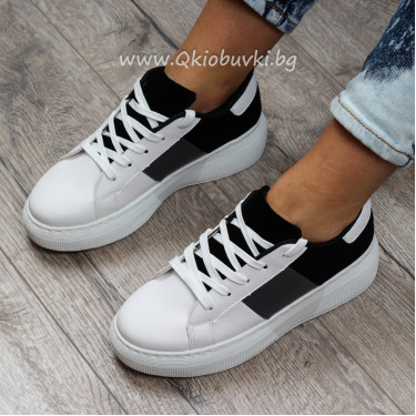 ДАМСКИ КЕЦОВЕ - 1801-8192007 WHITE/BLACK ДАМСКИ КЕЦОВЕ - 1801-8192007 WHITE/BLACK