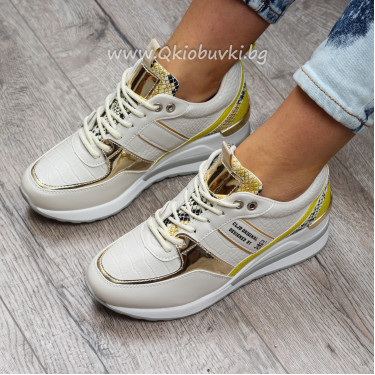 ДАМСКИ МАРАТОНКИ - 0102-10382008 BEIGE/YELLOW
