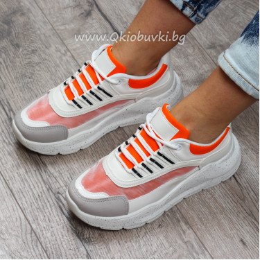 ДАМСКИ МАРАТОНКИ - 0202-122015 WHITE/ORANGE