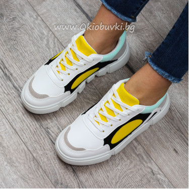 ДАМСКИ КЕЦОВЕ - 1603-139202009 WHTE/YELLOW ДАМСКИ КЕЦОВЕ - 1603-139202009 WHTE/YELLOW